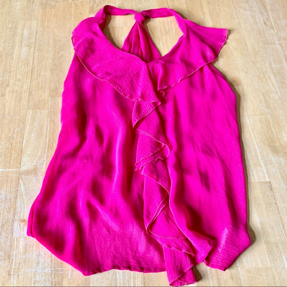 Kut from the Kloth Fuchsia Ruffle Knot Racerback